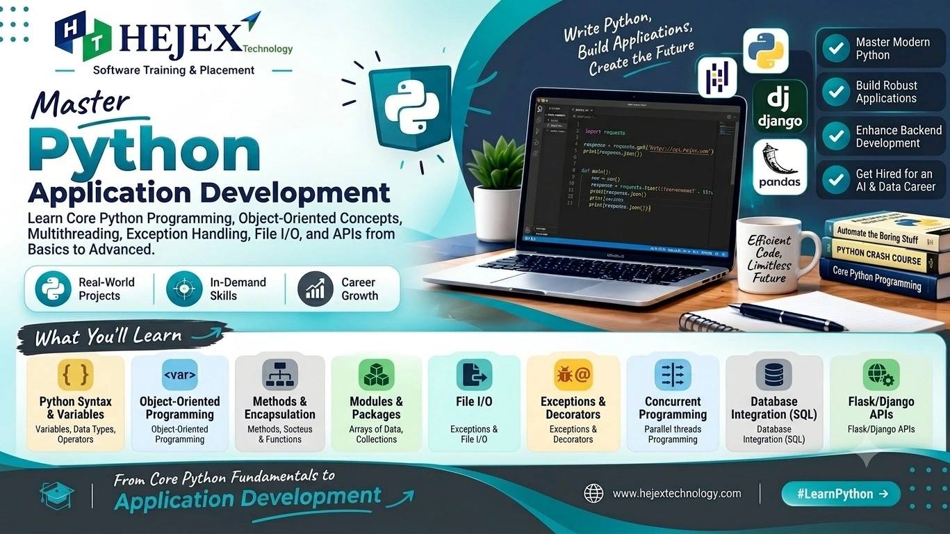Python Tutorial from Basics to Advanced covering Python fundamentals, functions, data structures, OOP and exceptions